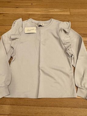 Universal Thread Beige Ruffle Shoulder Long-Sleeve Top NWT